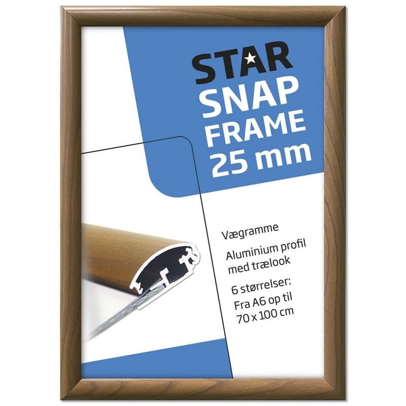 Alu snap frame, 25 mm, A4, wooden finish #1
